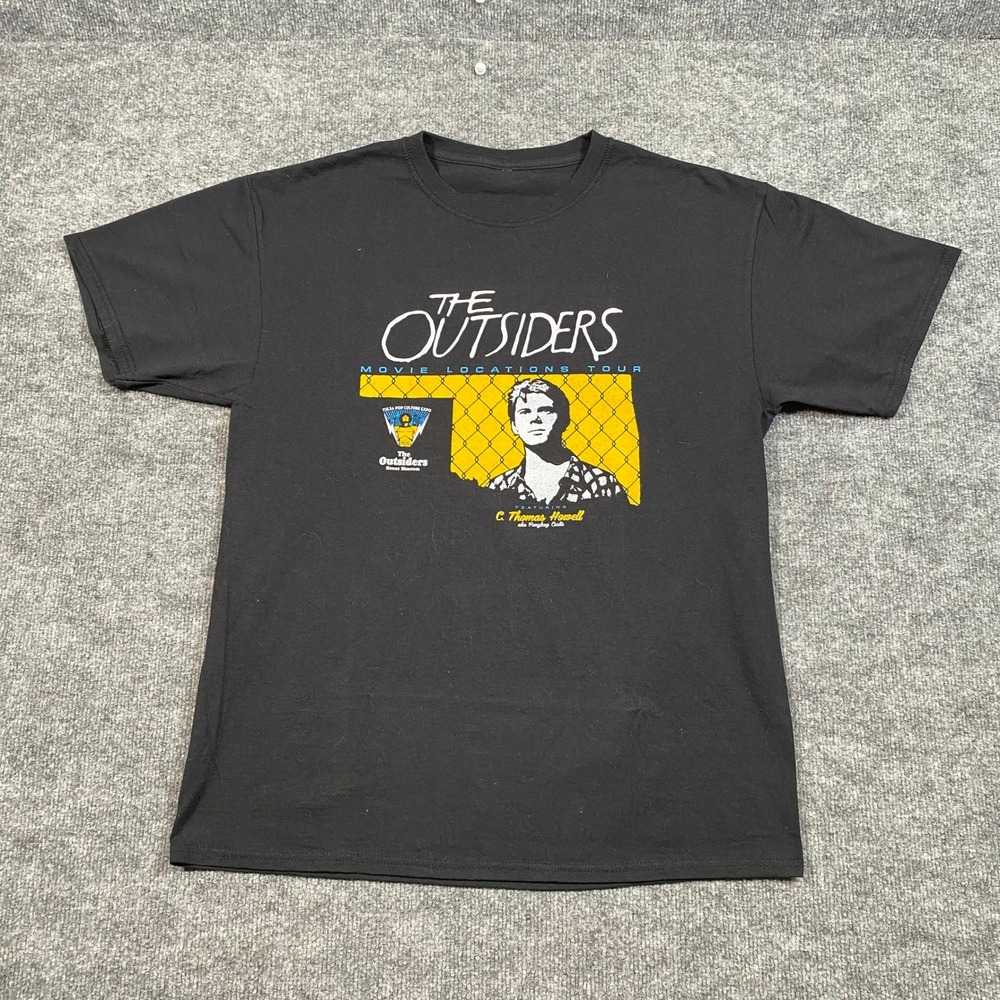 The Outsiders Movie Locations Tour T-Shirt Black Ponyboy C Thomas Howell Mens L
